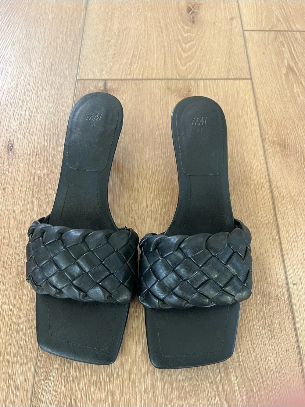 H&M Black Braided Slide Heels